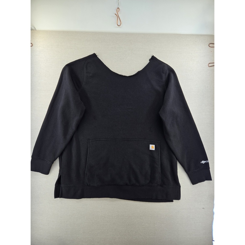 Carhartt Force Sweatshirt Womens 2XL Black Crewneck Relaxed Fit Fleece 105468